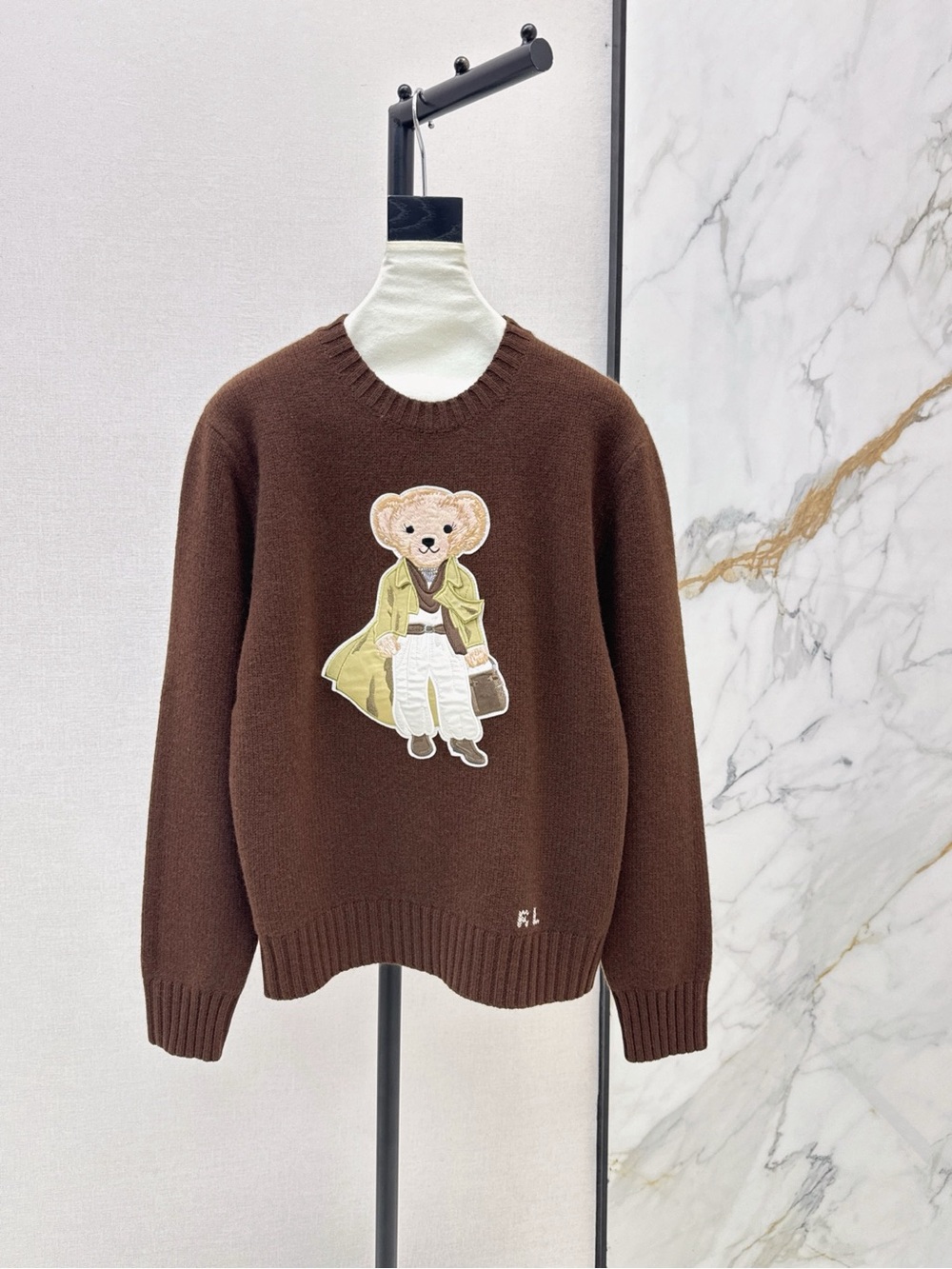 Polo by Ralph Lauren Brown Crewneck Sweater with Bear Patch